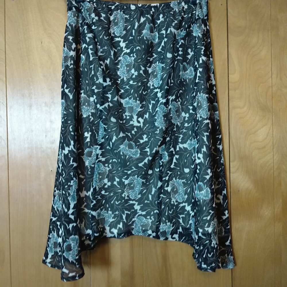 WORTHINGTON Women's Large Floral Boho Asymmetric Hem Skirt Lined Office